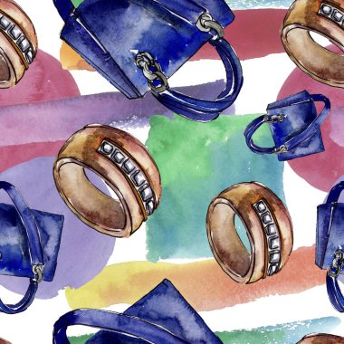 Bir suluboya stil izole öğesi moda kroki. Suluboya resim ayarlayın. Sorunsuz arka plan deseni.