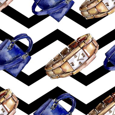 Bir suluboya stil izole öğesi moda kroki. Suluboya resim ayarlayın. Sorunsuz arka plan deseni.