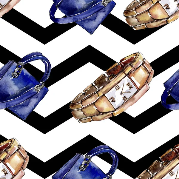 Bir suluboya stil izole öğesi moda kroki. Suluboya resim ayarlayın. Sorunsuz arka plan deseni.