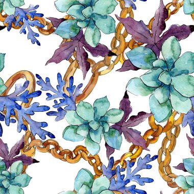 Çiçek botanik çiçek kompozisyon. Suluboya arka plan illüstrasyon seti. Kesintisiz arka plan deseni.