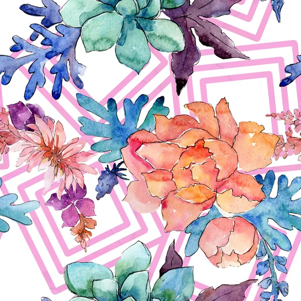 Kompozycja kwiatowy kwiatów botanicznych. Akwarela zestaw ilustracji tła. Płynny wzór tła. — Zdjęcie stockowe