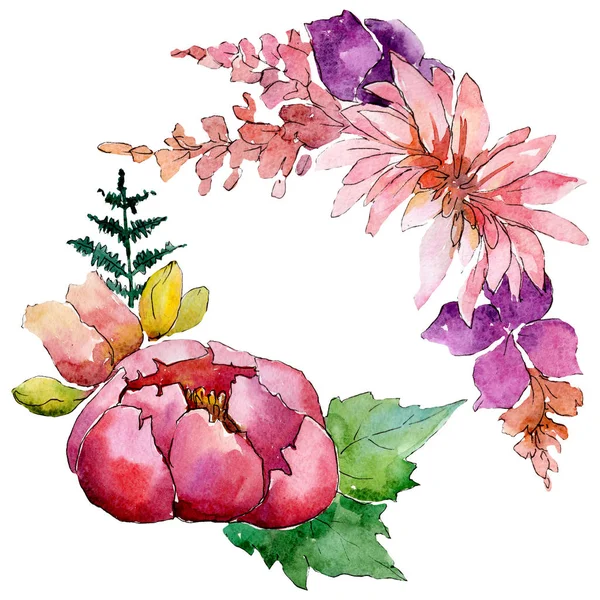 Composição da flor. Flores botânicas florais. Conjunto de fundo aquarela. Isolados buquês elemento ilustrativo . — Fotografia de Stock