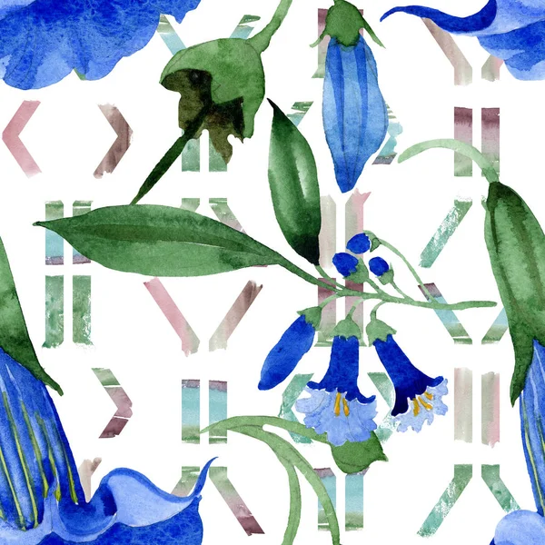 Blumige botanische Blüten aus Brugmansia. Aquarell Hintergrundillustration Set. nahtloses Hintergrundmuster. — Stockfoto