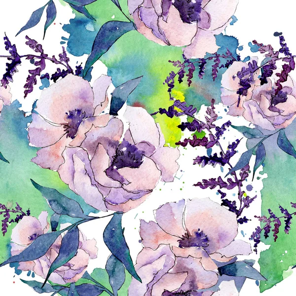 Bouquet floral de fleurs botaniques. Ensemble d'illustration de fond aquarelle. Modèle de fond sans couture . — Photo