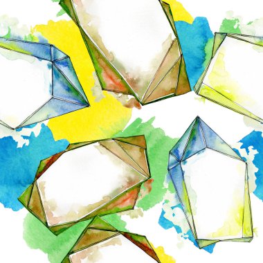 Renkli elmas taş takı mineraller. Suluboya kristal taş arka plan ayarlayın. Sorunsuz arka plan deseni.