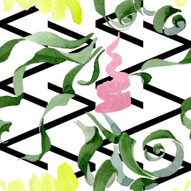 Albuca canadensis çiçek botanik çiçekler. Suluboya arka plan seti. Kesintisiz arka plan deseni.