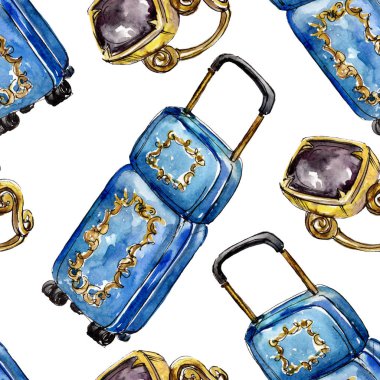 Moda kroki glamour çizimde bir suluboya stil izole öğesi. Sorunsuz arka plan deseni.