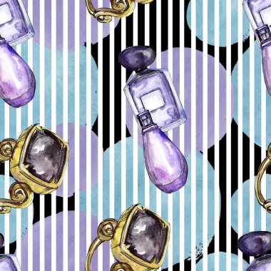 Moda kroki glamour çizimde bir suluboya stil izole öğesi. Sorunsuz arka plan deseni.