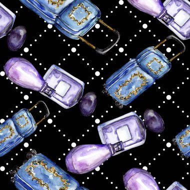 Moda kroki glamour çizimde bir suluboya stil izole öğesi. Sorunsuz arka plan deseni.