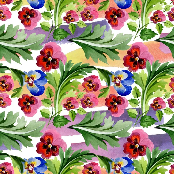 Орнамент з квітковими ботанічними квітами альти. Набір ілюстрацій для акварельного фону. Безшовний візерунок тла . — стокове фото
