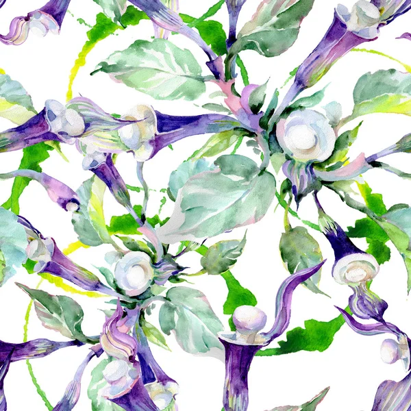 Μπουκέτο λουλουδιών βοτανικό λουλούδια. Ακουαρέλα φόντο εικόνα σύνολο. Απρόσκοπτη υπόβαθρο μοτίβο. — Φωτογραφία Αρχείου