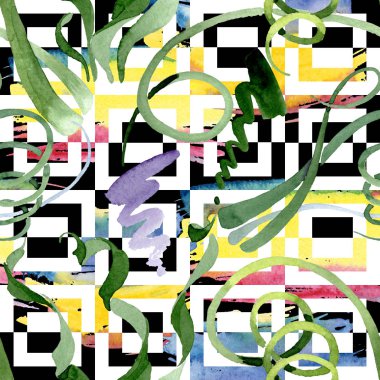 Albuca canadensis çiçek botanik çiçekler. Suluboya arka plan seti. Kesintisiz arka plan deseni.