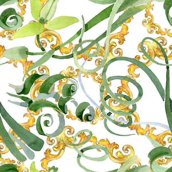알부카 카나덴시스 꽃 식물 꽃. 수채화 배경 세트입니다. 원활한 배경 패턴. — 스톡 사진