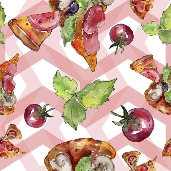 Rychlé občerstvení Italská Pizza chutná. Vodný obrázek pozadí-barevný. Bezespání vzorek pozadí. — Stock fotografie