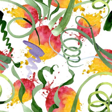 Albuca canadensis çiçek botanik çiçekler. Suluboya arka plan seti. Kesintisiz arka plan deseni.