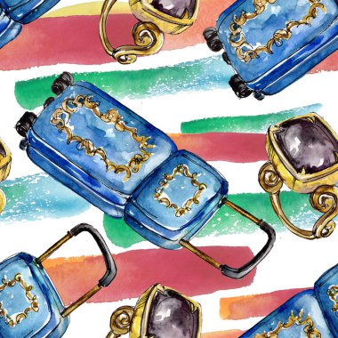 Moda kroki glamour çizimde bir suluboya stil izole öğesi. Sorunsuz arka plan deseni.