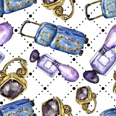 Moda kroki glamour çizimde bir suluboya stil izole öğesi. Sorunsuz arka plan deseni.
