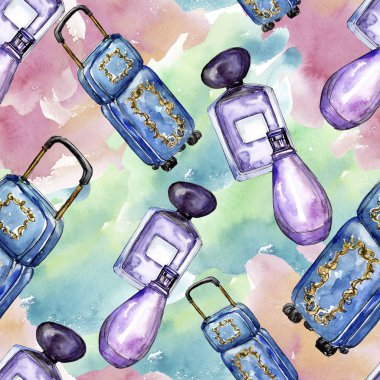 Moda kroki glamour çizimde bir suluboya stil izole öğesi. Sorunsuz arka plan deseni.