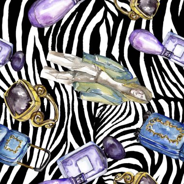 Moda kroki glamour çizimde bir suluboya stil izole öğesi. Sorunsuz arka plan deseni.