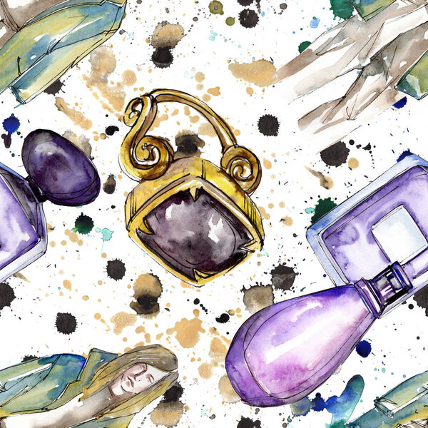Модный эскиз гламурной иллюстрации в акварельном стиле изолированного элемента. Бесшовный рисунок фона
.