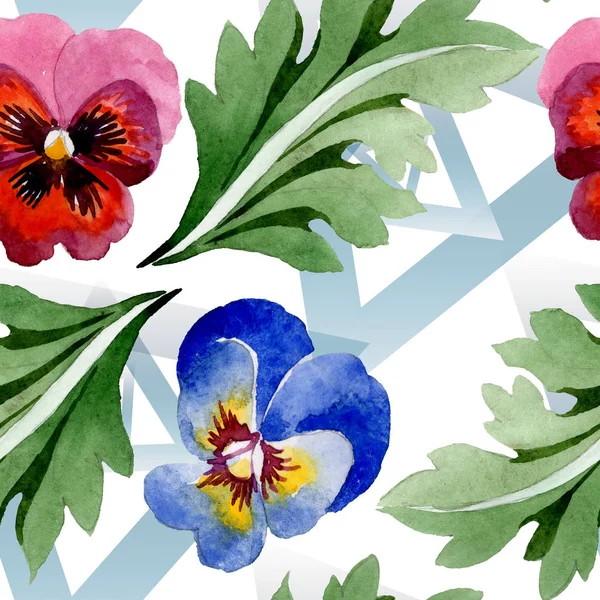 Ozdoba s violviletými botanickými květy. Vodný obrázek pozadí-barevný. Bezespání vzorek pozadí. — Stock fotografie