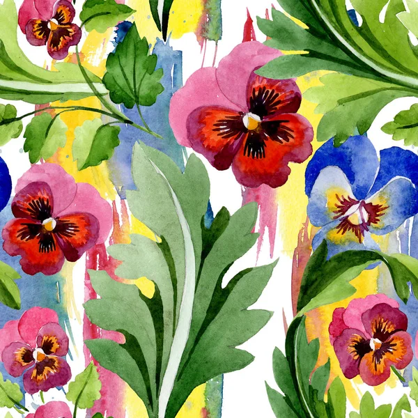 Орнамент з квітковими ботанічними квітами альти. Набір ілюстрацій для акварельного фону. Безшовний візерунок тла . — стокове фото