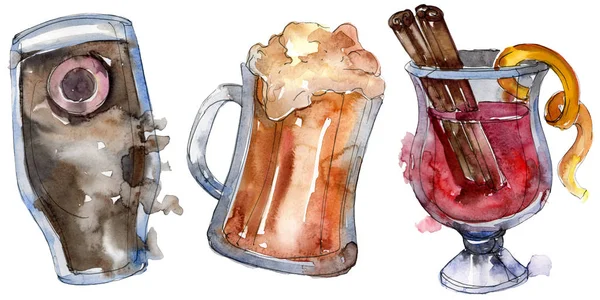 Bebida de coquetel de bar alcoólico. Conjunto de ilustração de fundo aquarela. Bebidas isoladas elemento ilustrativo . — Fotografia de Stock