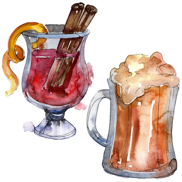 Bebida de coquetel de bar alcoólico. Conjunto de ilustração de fundo aquarela. Bebidas isoladas elemento ilustrativo . — Fotografia de Stock