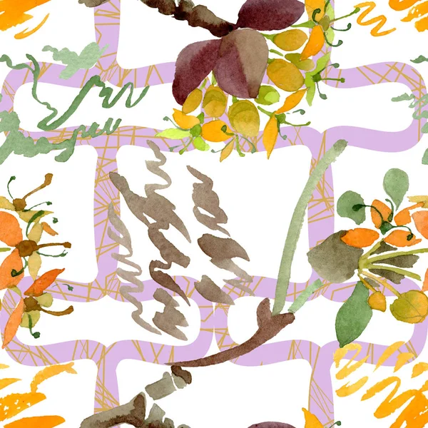 康纳斯马斯花卉植物花。水彩背景插图集。无缝背景模式. — 图库照片