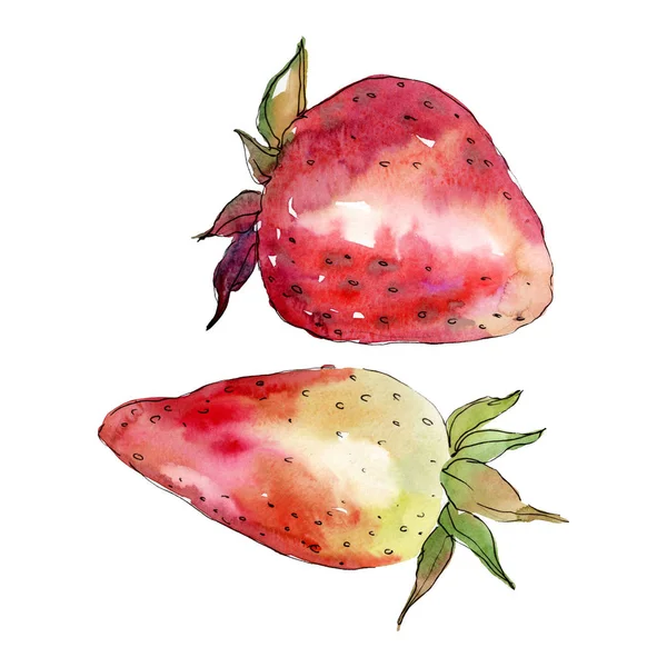 Strawberry healthy food fresh berry. Watercolor background illustration set. Isolated berries illustration element. — Stock Photo, Image