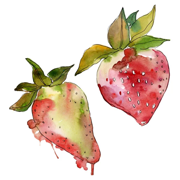 Fraise alimentation saine fraise fraîche. Ensemble d'illustration de fond aquarelle. Élément d'illustration de baies isolées . — Photo