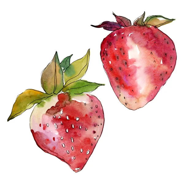 Strawberry healthy food fresh berry. Watercolor background illustration set. Isolated berries illustration element. — Stock Photo, Image