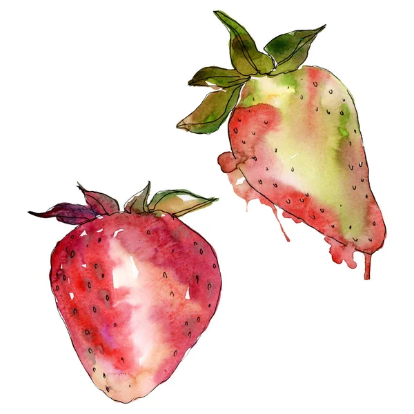 Erdbeere gesunde Nahrung frische Beeren. Aquarell Hintergrundillustration Set. isolierte Beeren Illustrationselement. — Stockfoto