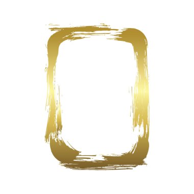 Vektör Kuru fırça çerçeveleri kümesi. Elle çizilmiş sanatsal çerçeveler. Altın oyma mürekkep sanatı. Yalıtılmış illüstrasyon öğesi.