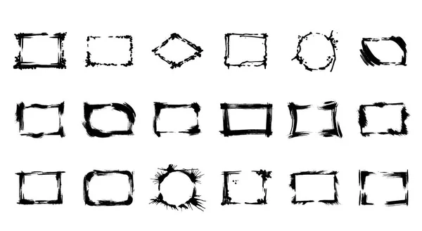 Vector Conjunto de marcos de cepillo seco. Tinta grabada en blanco y negro. Elemento ilustrativo aislado . — Archivo Imágenes Vectoriales