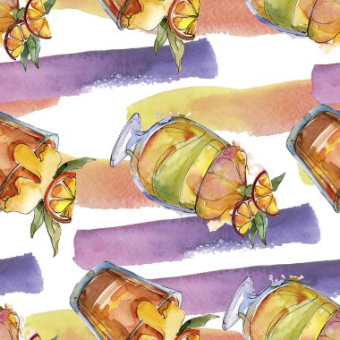 Sulu Boya stilinde lezzetli dondurma. Aquarelle şekerli tatlı şekilde ayarlayın. Sorunsuz arka plan deseni.