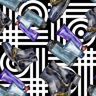 Bir suluboya stil izole öğesi moda kroki. Suluboya resim ayarlayın. Sorunsuz arka plan deseni.