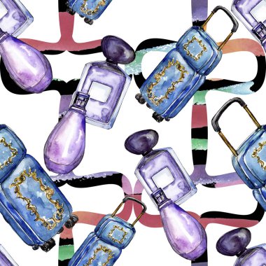 Moda kroki glamour çizimde bir suluboya stil izole öğesi. Sorunsuz arka plan deseni.