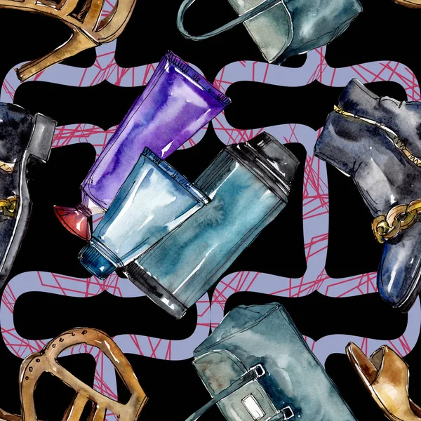 Bir suluboya stil izole öğesi moda kroki. Suluboya resim ayarlayın. Sorunsuz arka plan deseni.