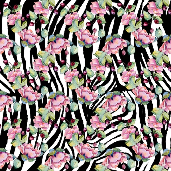 Buket çiçek botanik çiçekler. Suluboya arka plan illüstrasyon küme. Sorunsuz arka plan deseni.