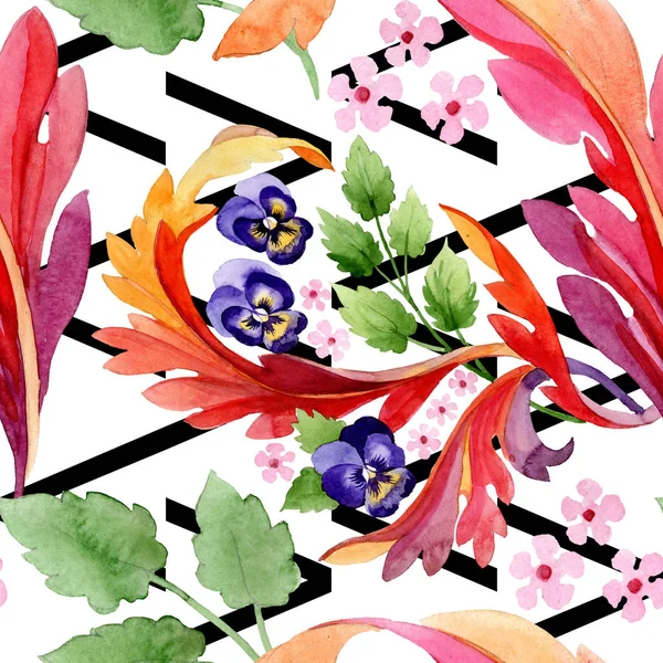Adorno con flores botánicas florales maricones. Conjunto de ilustración de fondo acuarela. Patrón de fondo sin costuras . — Foto de Stock