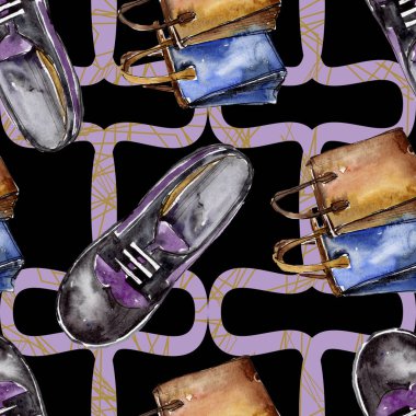 Moda kroki glamour çizimde bir suluboya stil izole öğesi. Sorunsuz arka plan deseni.