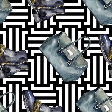 Bir suluboya stil izole öğesi moda kroki. Suluboya resim ayarlayın. Sorunsuz arka plan deseni.