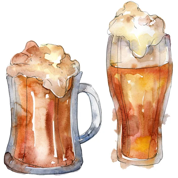 Alkollü bar parti kokteyl içeceği. Suluboya arka plan illüstrasyon seti. İzole içecekler illüstrasyon elemanı.