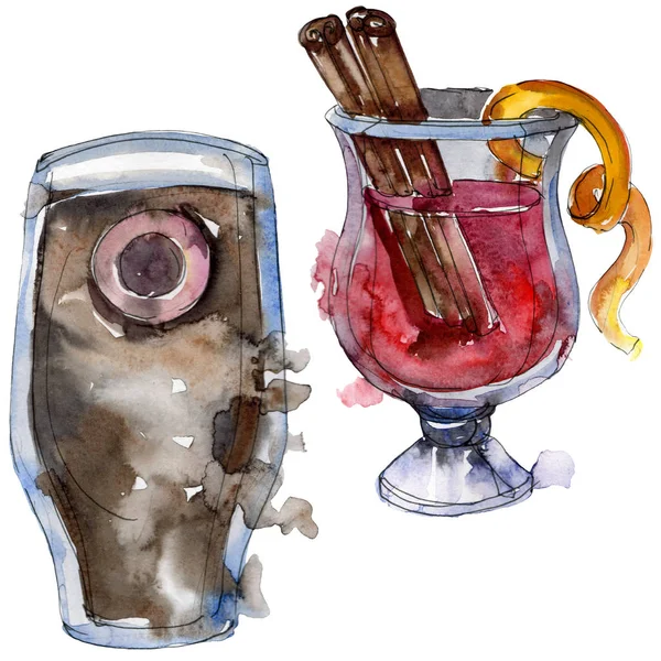 Алкогольный коктейль в баре. Набор акварельных фонов. Изолированный элемент иллюстрации напитков . — стоковое фото