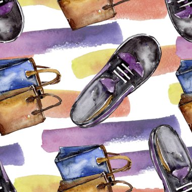 Moda kroki glamour çizimde bir suluboya stil izole öğesi. Sorunsuz arka plan deseni.