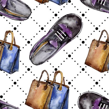 Moda kroki glamour çizimde bir suluboya stil izole öğesi. Sorunsuz arka plan deseni.