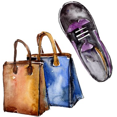 Moda kroki glamour çizimde bir suluboya stil izole öğesi. Suluboya arka plan ayarlamak.