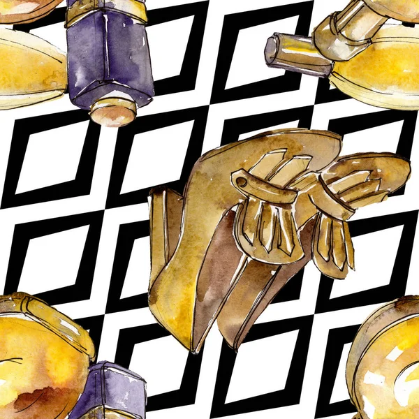 Moda kroki glamour çizimde bir suluboya stil izole öğesi. Sorunsuz arka plan deseni.