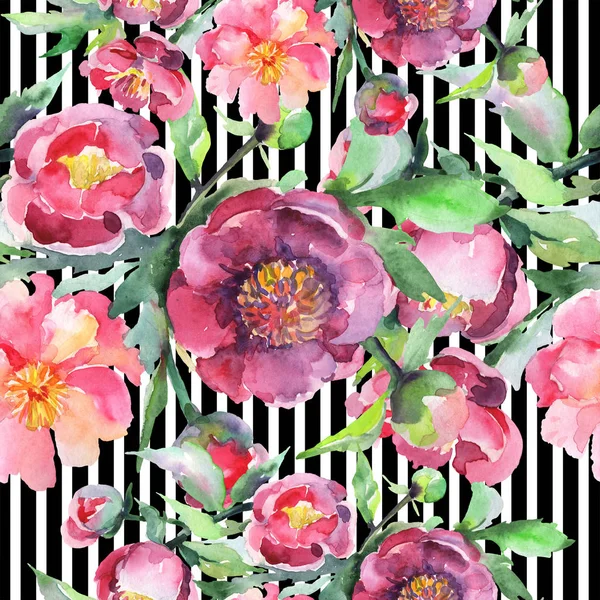 Květinové botanické květiny. Vodný obrázek pozadí-barevný. Bezespání vzorek pozadí. — Stock fotografie